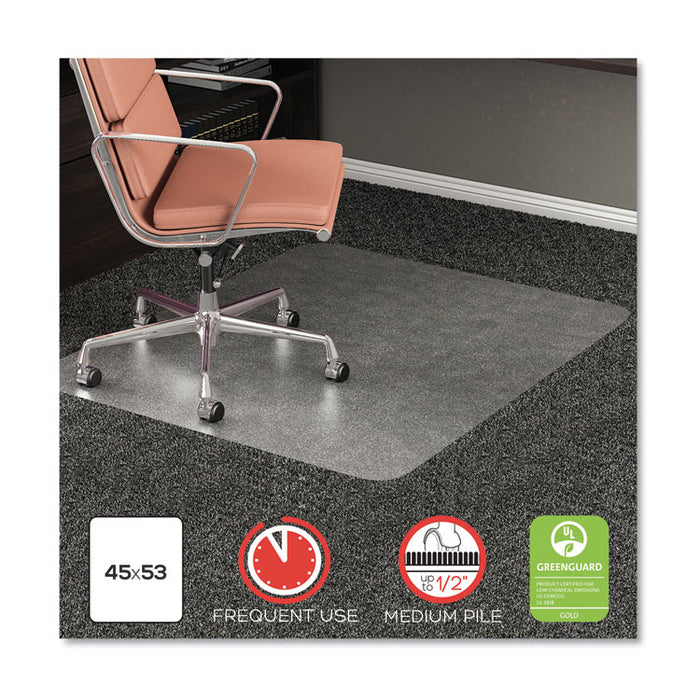 RollaMat Frequent Use Chair Mat for Medium Pile Carpet, 45 x 53, Rectangular, Clear