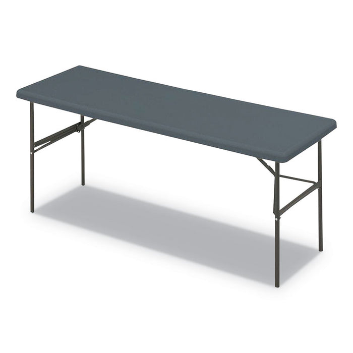 IndestrucTable Classic Folding Table, Rectangular Top, 1,200 lb Capacity, 72 x 24 x 29, Charcoal