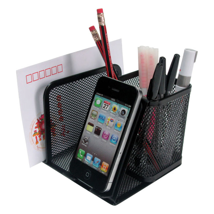 Mesh Desk Organizer, 5 3/4 x 5 3/4 x 4 1/8, Black