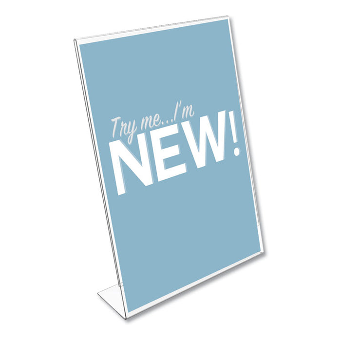 Classic Image Slanted Sign Holder, 8.5 x 11, Clear Frame, 12/Pack