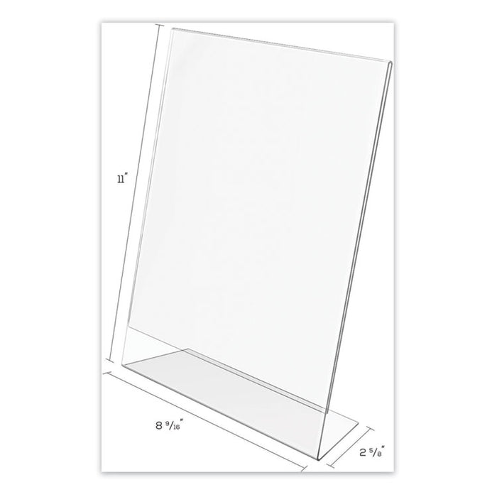 Classic Image Slanted Sign Holder, 8.5 x 11, Clear Frame, 12/Pack