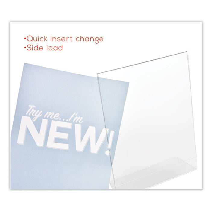 Classic Image Slanted Sign Holder, 8.5 x 11, Clear Frame, 12/Pack