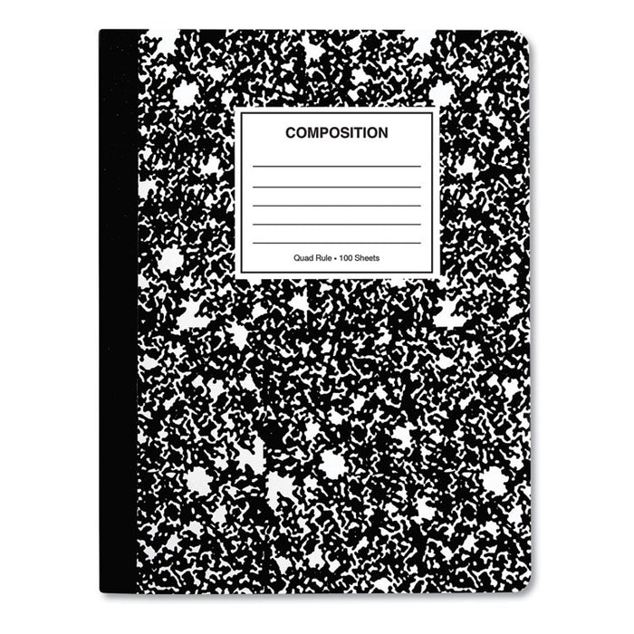 Quad Rule Composition Book, Quadrille Rule, Black Marble Cover, 9.75 x 7.5, 100 Sheets