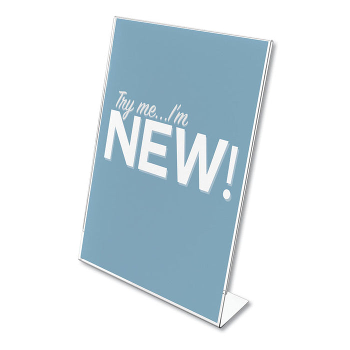 Classic Image Slanted Sign Holder, 8.5 x 11, Clear Frame, 12/Pack