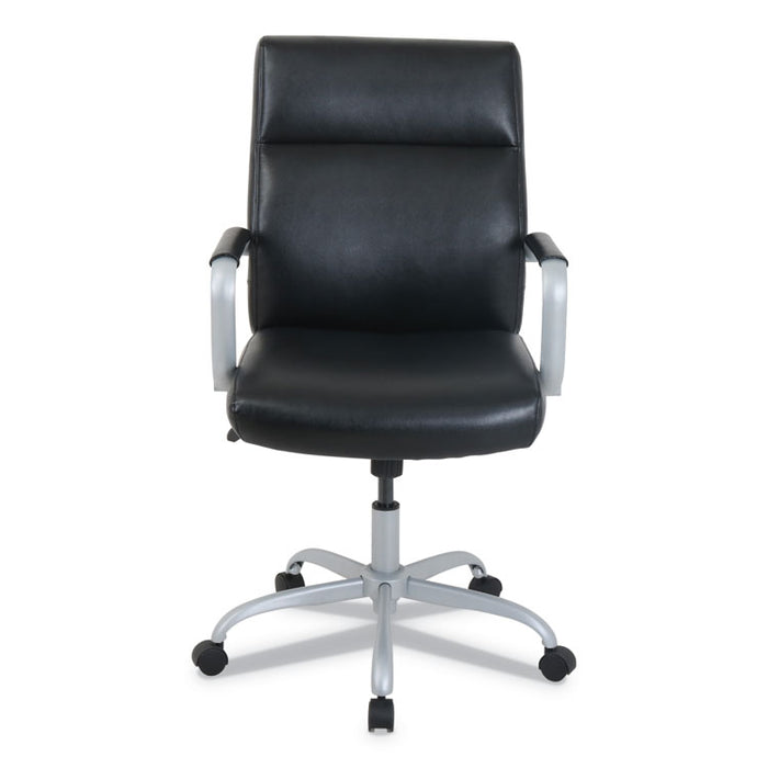 kathy ireland OFFICE by Alera Manitou High-Back Leather Office Chair, Up to 275 lbs., Black Seat/Back, Smoking Gray Base
