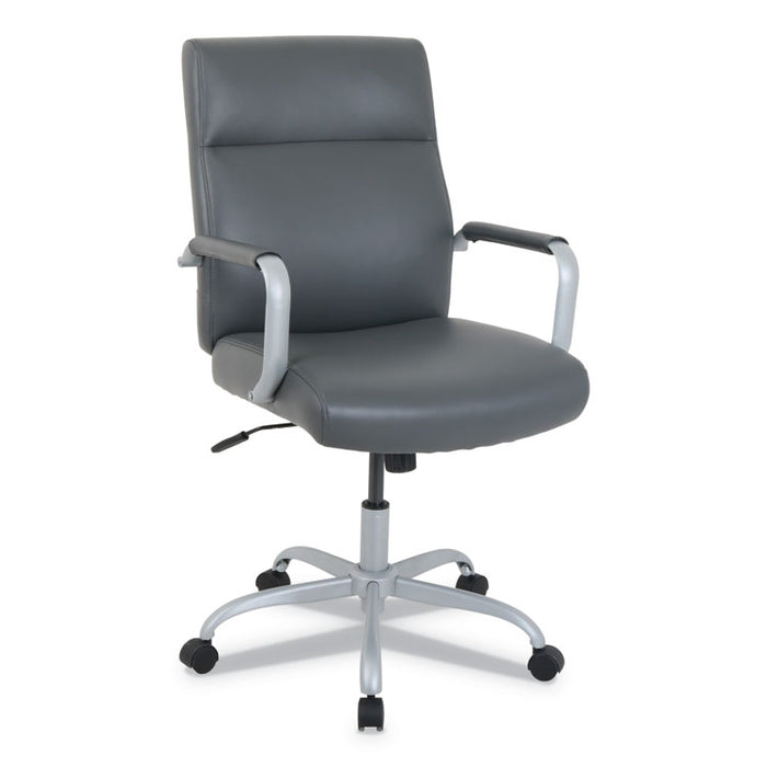 kathy ireland OFFICE by Alera Manitou High-Back Leather Office Chair, Up to 275 lbs., Gray Seat/Back, Smoking Gray Base