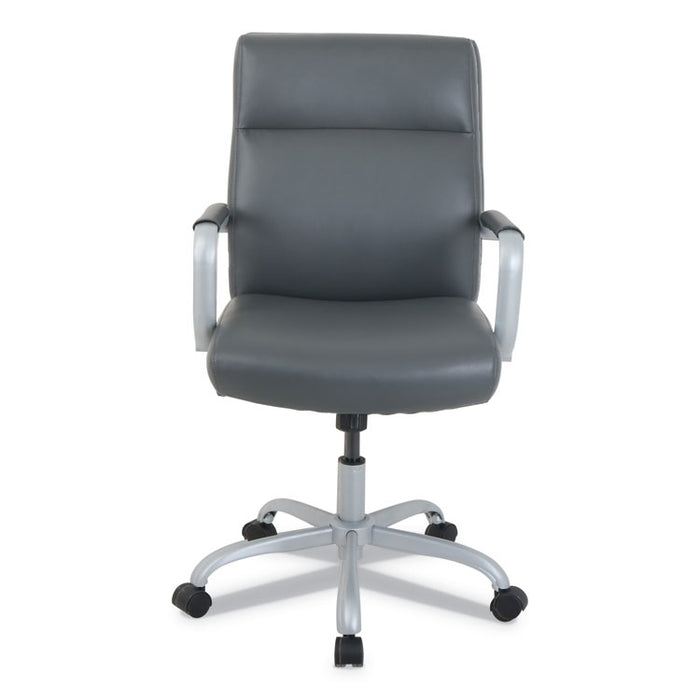 kathy ireland OFFICE by Alera Manitou High-Back Leather Office Chair, Up to 275 lbs., Gray Seat/Back, Smoking Gray Base