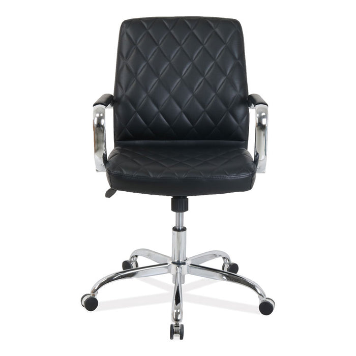 kathy ireland OFFICE by Alera Nebulous Mid-Back Diamond-Embossed Leather Chair, Up to 275 lbs., Black Seat, Chrome Base