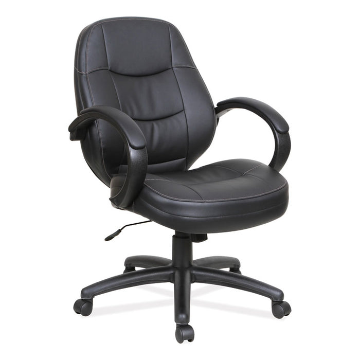 Alera PF Series Mid-Back Bonded Leather Office Chair, Supports Up to 275 lb, 18.11" to 21.45" Seat Height, Black