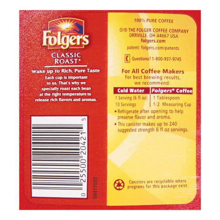 Coffee, Classic Roast, 30 1/2 oz Canister, 6/Carton, 294/Pallet
