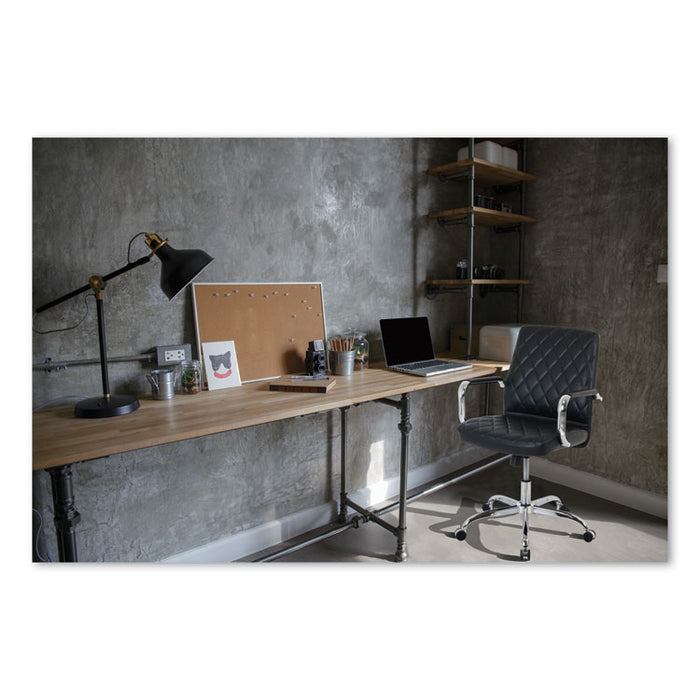 kathy ireland OFFICE by Alera Nebulous Mid-Back Diamond-Embossed Leather Chair, Up to 275 lbs., Black Seat, Chrome Base