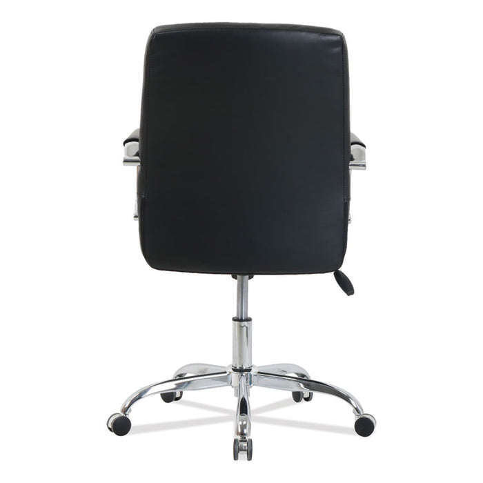 kathy ireland OFFICE by Alera Nebulous Mid-Back Diamond-Embossed Leather Chair, Up to 275 lbs., Black Seat, Chrome Base