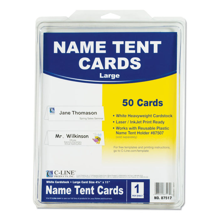 Scored Tent Cards, 4.25 x 11, White Cardstock, 50 Letter Sheets/Box