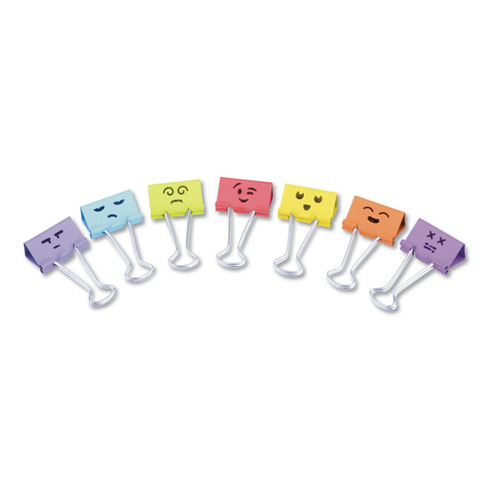 Emoji Themed Binder Clips with Storage Tub, Medium, Assorted Colors, 42/Pack