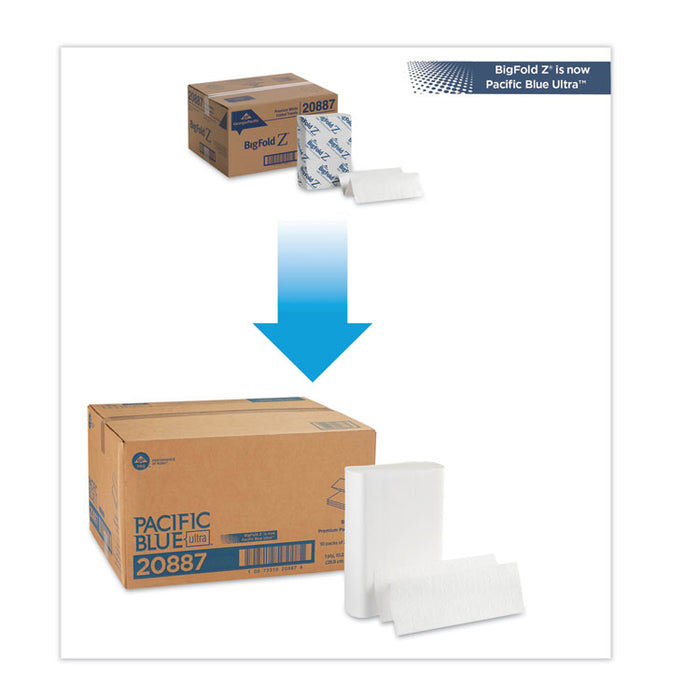 Pacific Blue Ultra Folded Paper Towels, 10 1/5x10 4/5,White, 220/Pack, 10 Pks/CT
