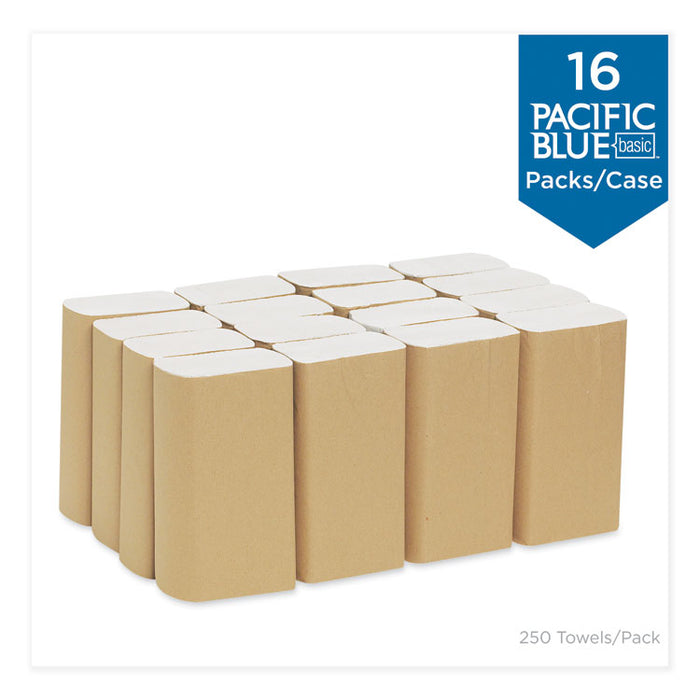 Pacific Blue Basic Folded Paper Towel, 9.2 x 9.4, White, 250/Pack, 16 Packs/Carton