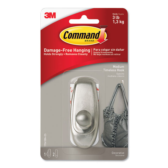 Decorative Hooks, Timeless, Medium, 1 Hook & 2 Strips/Pack