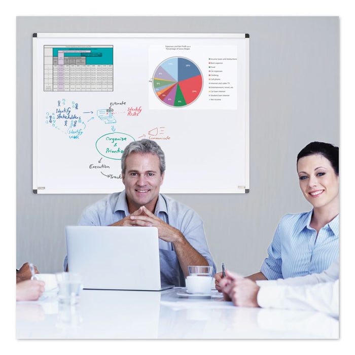 Justick by Smead Dry-Erase Board with Frame, 48" x 36", White