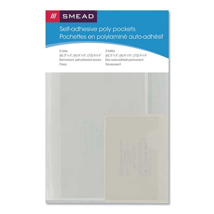 Self-Adhesive Poly Pockets, Top Load, Variety Pack, Clear, 24/Pack