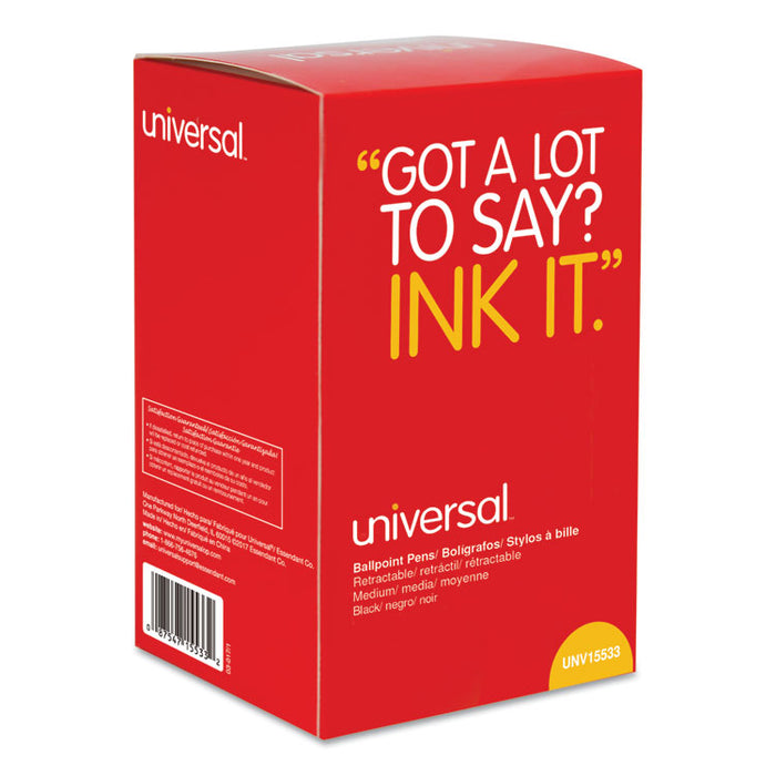 Comfort Grip Ballpoint Pen, Retractable, Medium 1 mm, Black Ink, Clear Barrel, 48/Pack