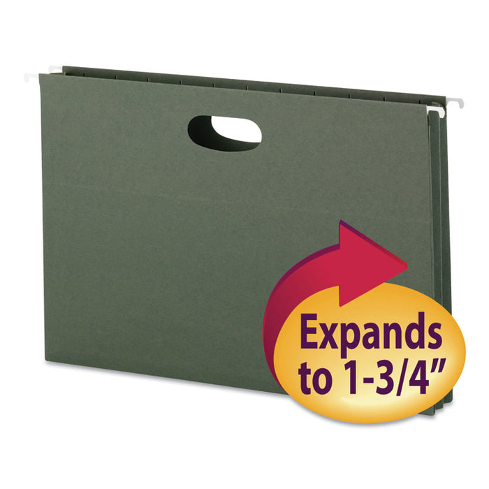 Hanging Pockets with Full-Height Gusset, 1 Section, 1.75" Capacity, Legal Size, Standard Green, 25/Box
