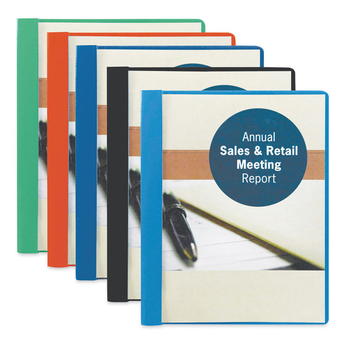 Poly Report Cover, Tang Clip, Letter, 1/2" Capacity, Clear/Black, 25/Box