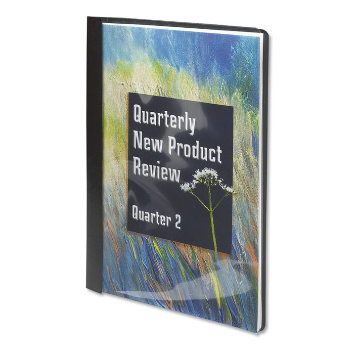 Poly Report Cover, Tang Clip, Letter, 1/2" Capacity, Clear/Black, 25/Box