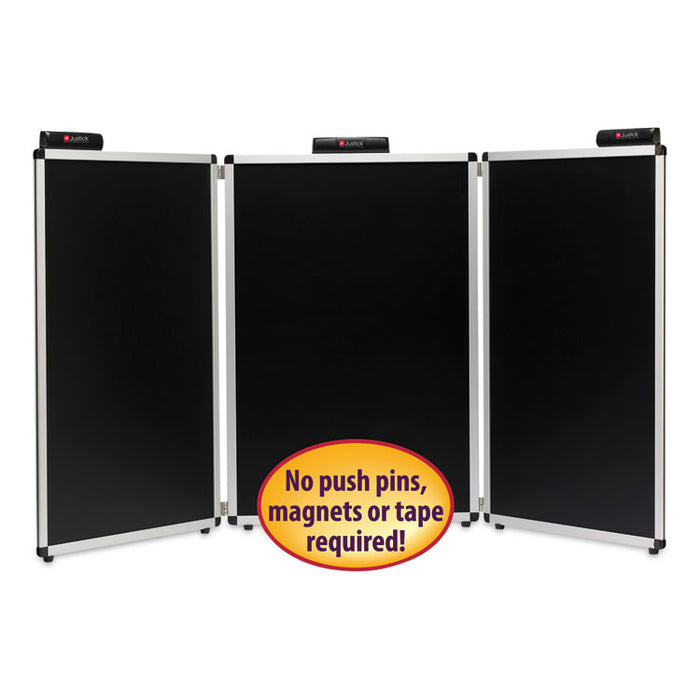 Justick Three-Panel Electro-Surface Table-Top Expo Display, 72" x 36", Black