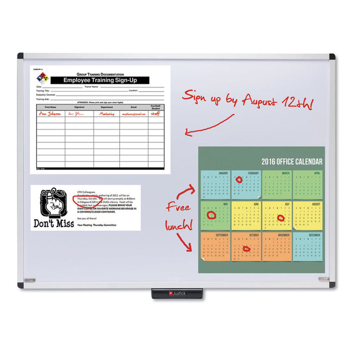 Justick by Smead Dry-Erase Board with Frame, 48" x 36", White