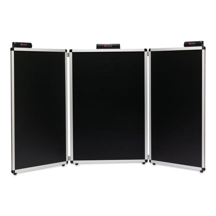 Justick Three-Panel Electro-Surface Table-Top Expo Display, 72" x 36", Black