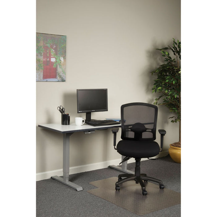 Alera Etros Series Mesh Mid-Back Petite Multifunction Chair, Supports up to 275 lbs., Black Seat/Black Back, Black Base