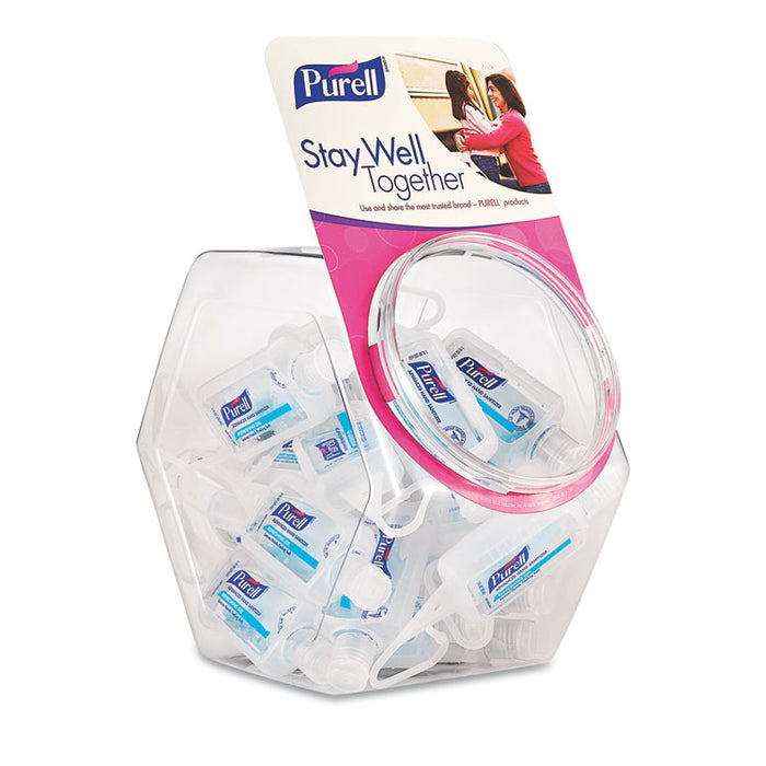 Advanced Hand Sanitizer Refreshing Gel, Clean Scent, 1 oz Flip-Cap Bottle with Jelly Wrap Carrier and Display Bowl, 25/Bowl