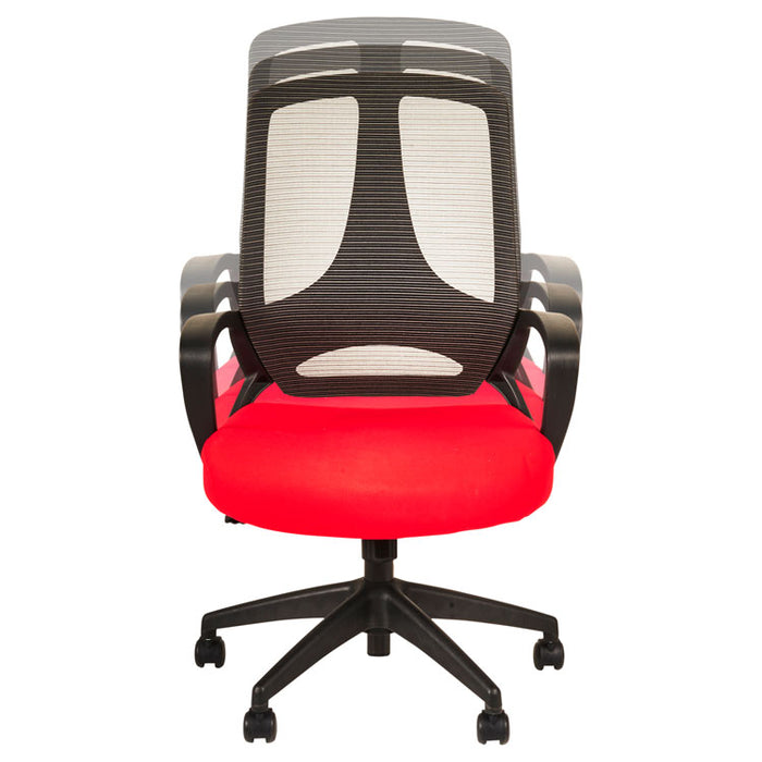 Alera MB Series Mesh Mid-Back Office Chair, Supports up to 275 lbs., Red Seat/Black Back, Black Base