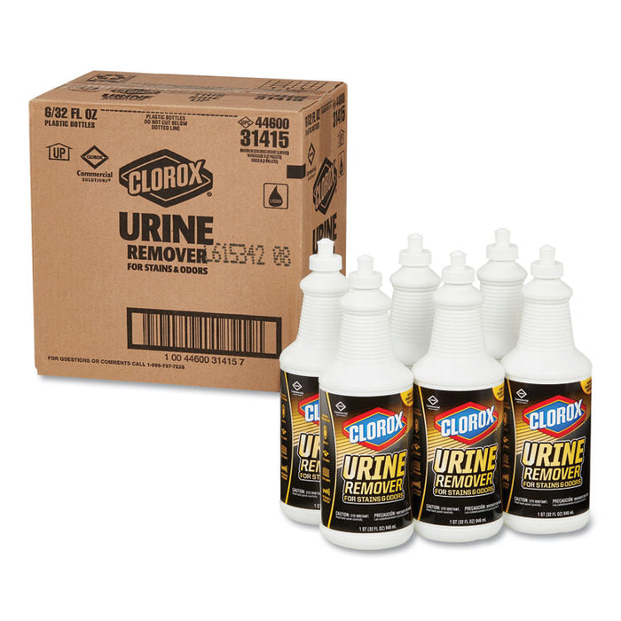 Urine Remover for Stains and Odors, 32 oz Pull top Bottle, 6/Carton