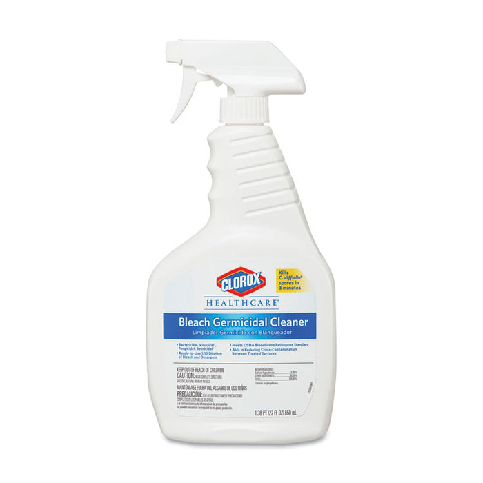 Bleach Germicidal Cleaner, 22  oz Spray Bottle, 8/Carton