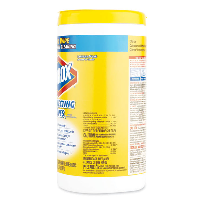 Disinfecting Wipes, 7 x 8, Lemon Fresh, 75/Canister, 6/Carton