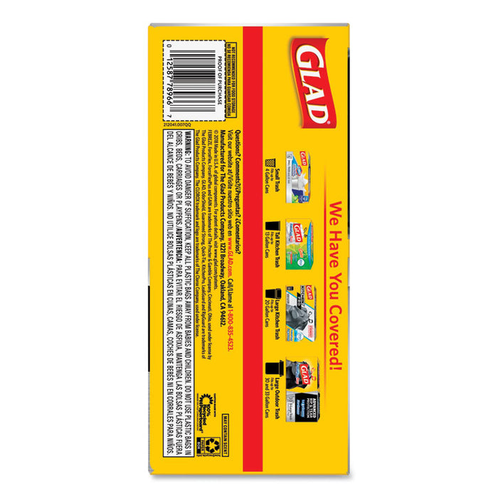 Drawstring Large Trash Bags, 30 gal, 1.05 mil, 30" x 33", Black, 15/Box