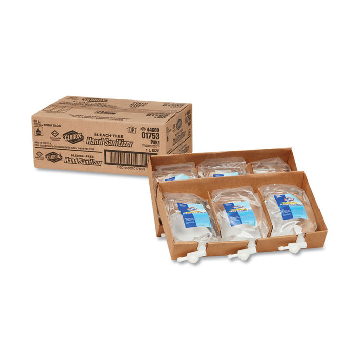 Hand Sanitizer Push Button Dispenser Refill, 1 L Bag, 6/Carton
