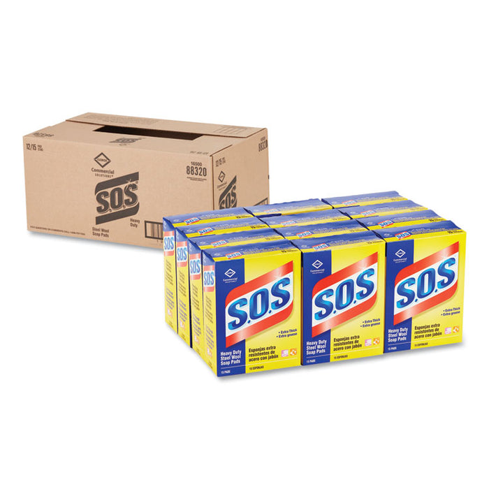 Steel Wool Soap Pad, 15 Pads/Box, 12 Boxes/Carton