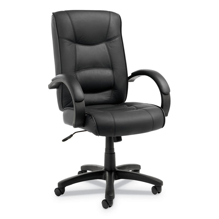 Alera Strada Series High-Back Swivel/Tilt Top-Grain Leather Chair, Supports Up to 275 lb, 17.91" to 21.85" Seat Height, Black