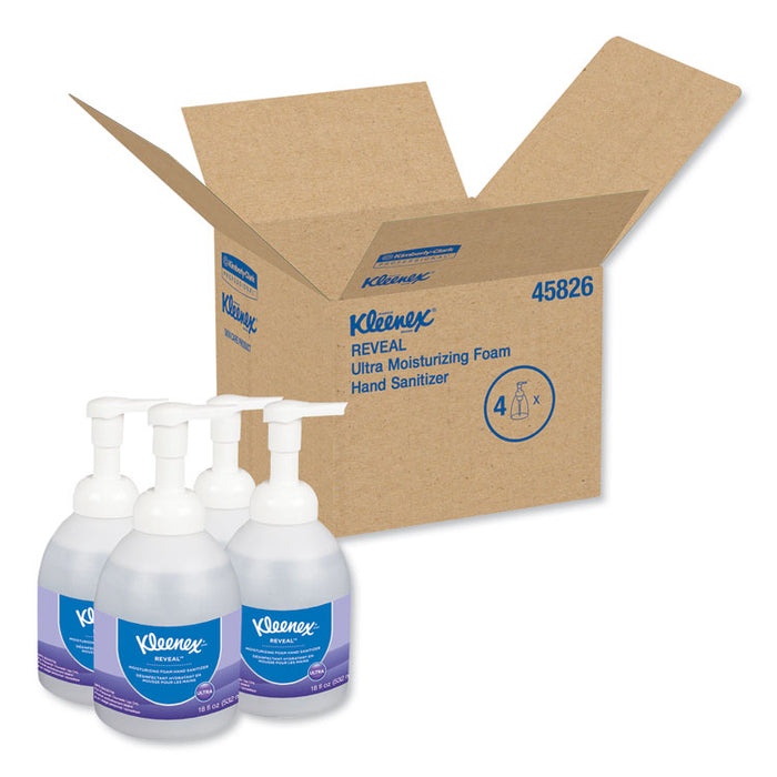 Reveal Ultra Moisturizing Foam Hand Sanitizer, 18 oz Bottle, Clear, 4/Carton