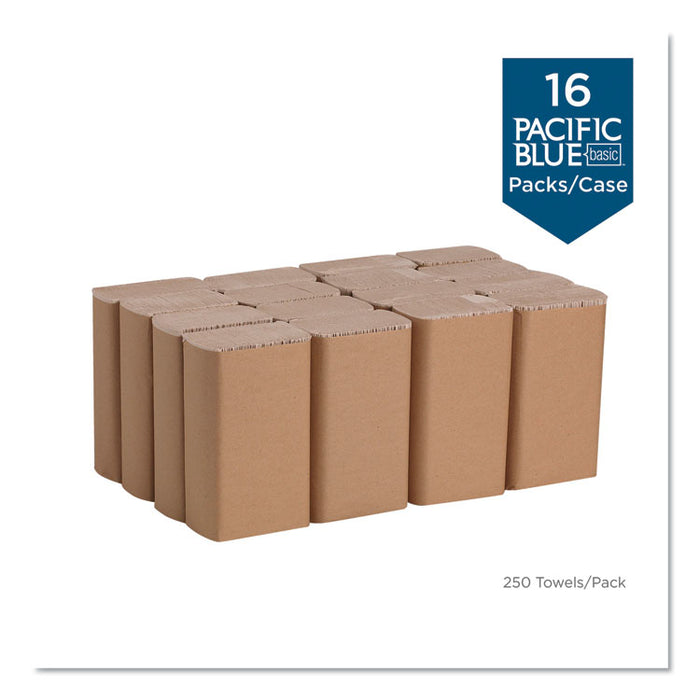 Pacific Blue Basic M-Fold Paper Towels, 9.2 x 9.4, Brown, 250/Pack, 16 Packs/Carton