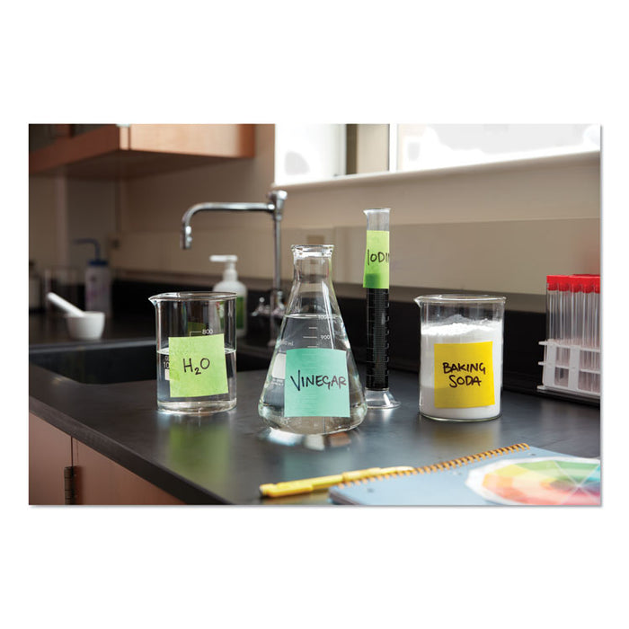 Water-Resistant Self-Stick Notes, 3" x 3", Assorted Colors, 45 Sheets/Pad, 12 Pads/Pack