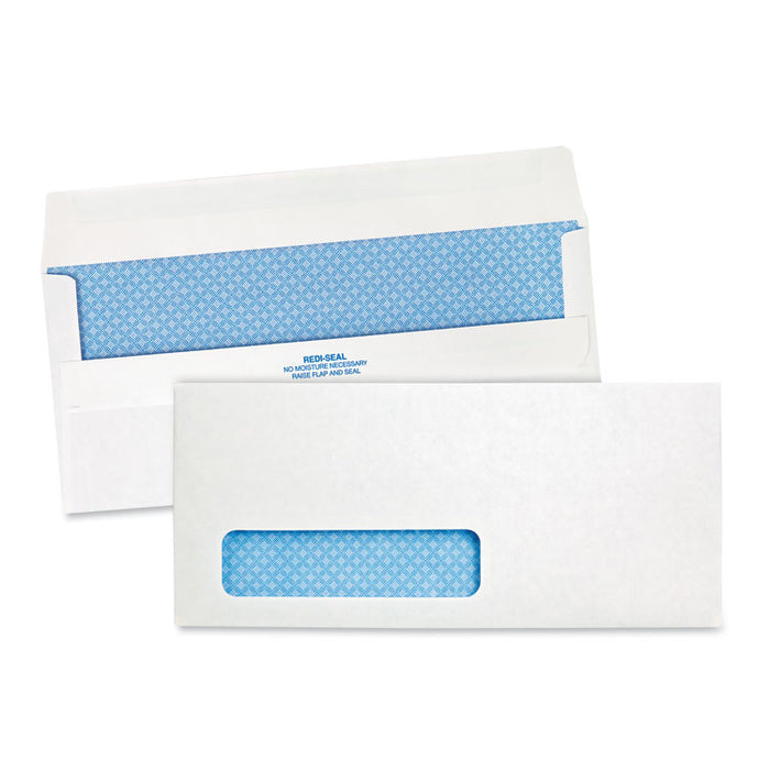 Redi-Seal Security-Tint Envelope, Address Window, #10, Commercial Flap, Redi-Seal Closure, 4.13 x 9.5, White, 500/Box
