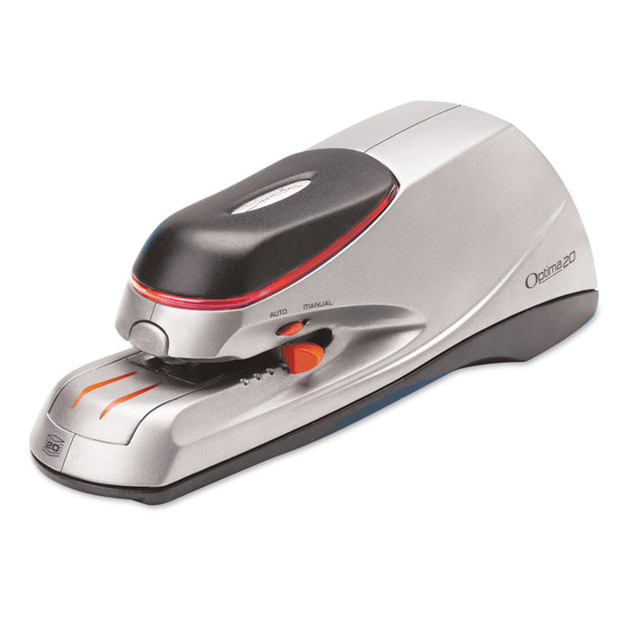 Optima 20 Electric Stapler, 20-Sheet Capacity, Silver