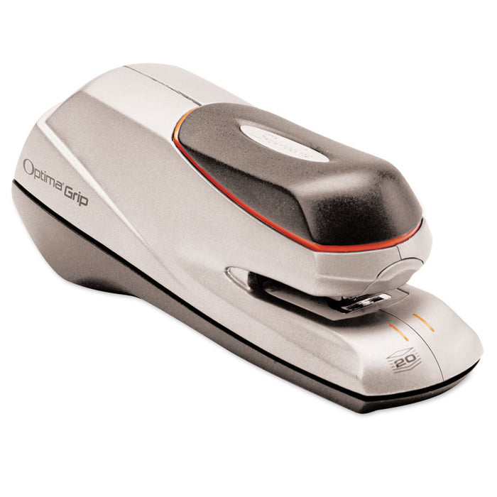 Optima Grip Electric Stapler, 20-Sheet Capacity, Black/Silver