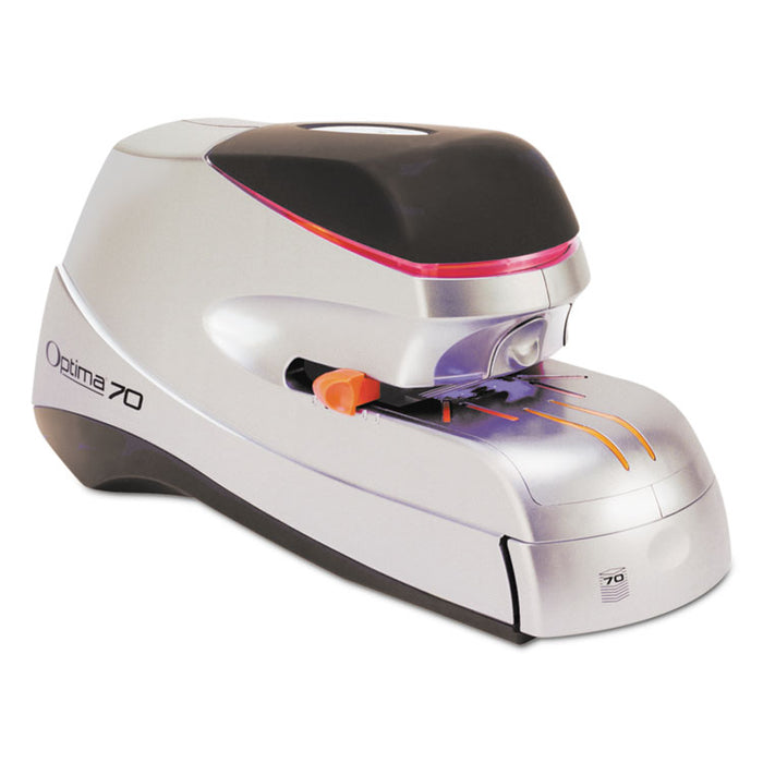 Optima 70 Electric Stapler, 70-Sheet Capacity, Black/Silver