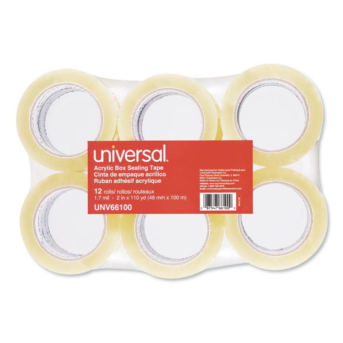 Deluxe General-Purpose Acrylic Box Sealing Tape, 3" Core, 1.88" x 110 yds, Clear, 12/Pack