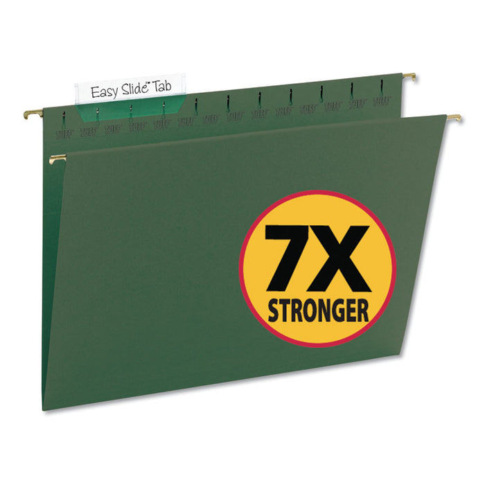 TUFF Hanging Folders with Easy Slide Tab, Letter Size, 1/3-Cut Tabs, Standard Green, 20/Box