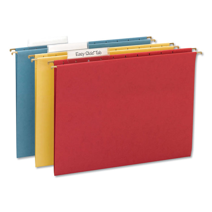 TUFF Hanging Folders with Easy Slide Tab, Letter Size, 1/3-Cut Tab, Assorted, 15/Box